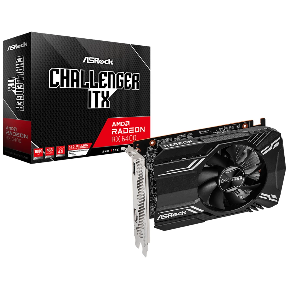 ASROCK Radeon RX 6400 4GB GDDR6 Challenger ITX PCIE