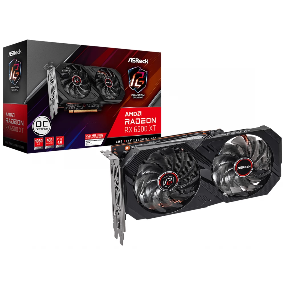 ASROCK Radeon RX 6500 XT 4GB GDDR6 Phantom Gaming D OC PCIE