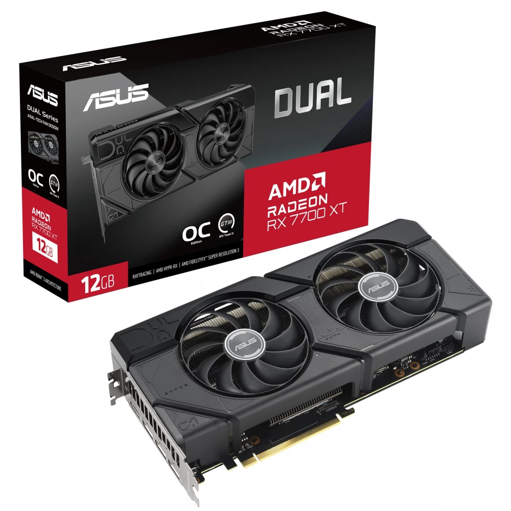 ASUS DUAL-RX7700XT-O12G Dual Radeon RX 7700 XT 12GB GDDR6 OC PCIE