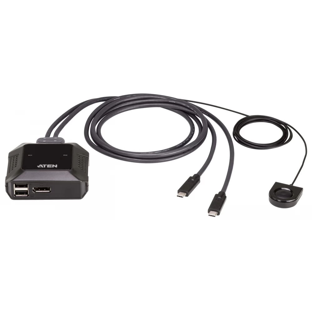 ATEN 2-Port 4K DisplayPort USB-C Cable KVM Switch with Remote Port Selector US3312