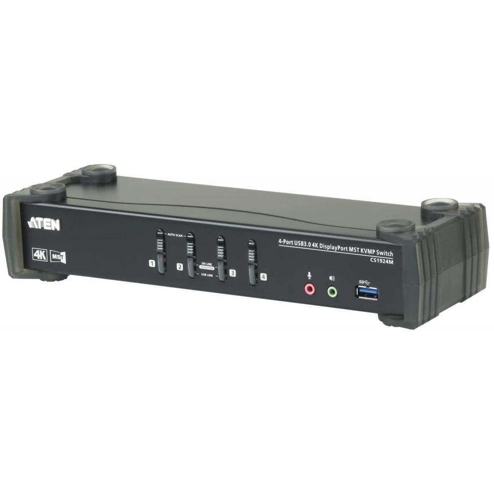 ATEN 4-Port USB 3.0 4K DisplayPort MST KVMP Switch (Cables included) CS1924M