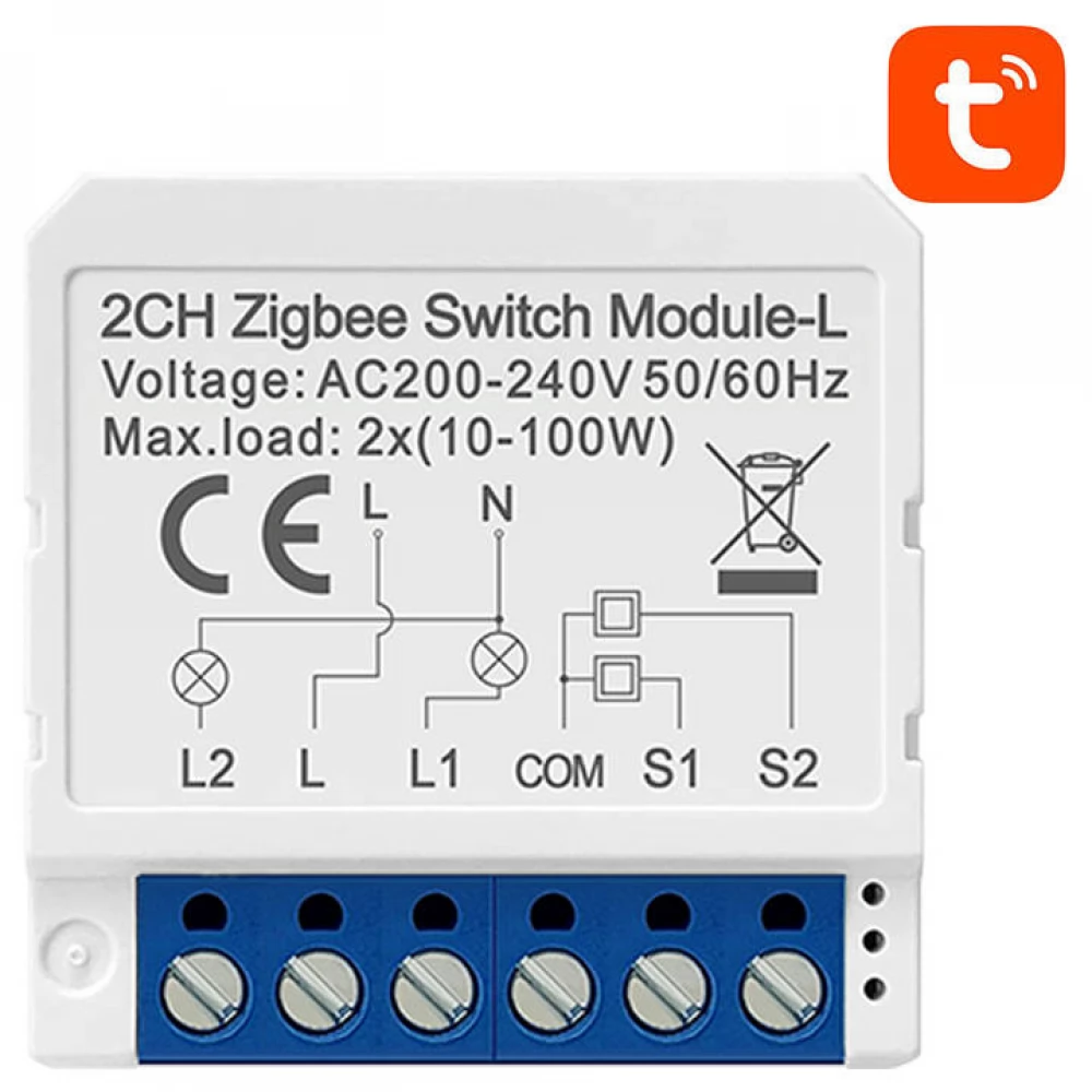 Avatto LZWSM16-W2 Intelligens kapcsoló modul 2 csatornás fehér
