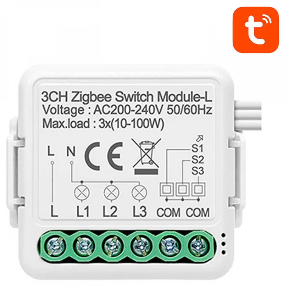 Avatto N-LZWSM01-3 Intelligens kapcsoló modul 3 csatornás fehér