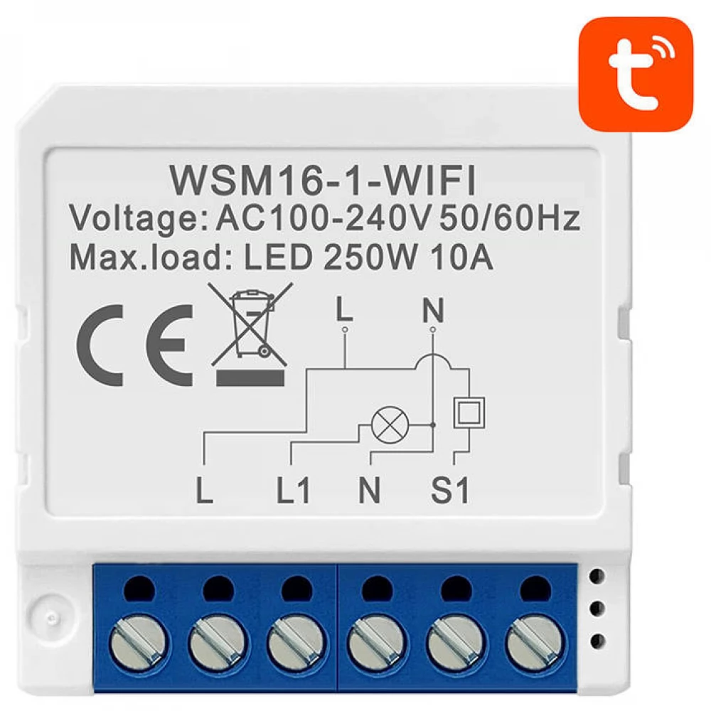 Avatto WSM16-W1 Intelligens kapcsoló modul 1 csatornás fehér