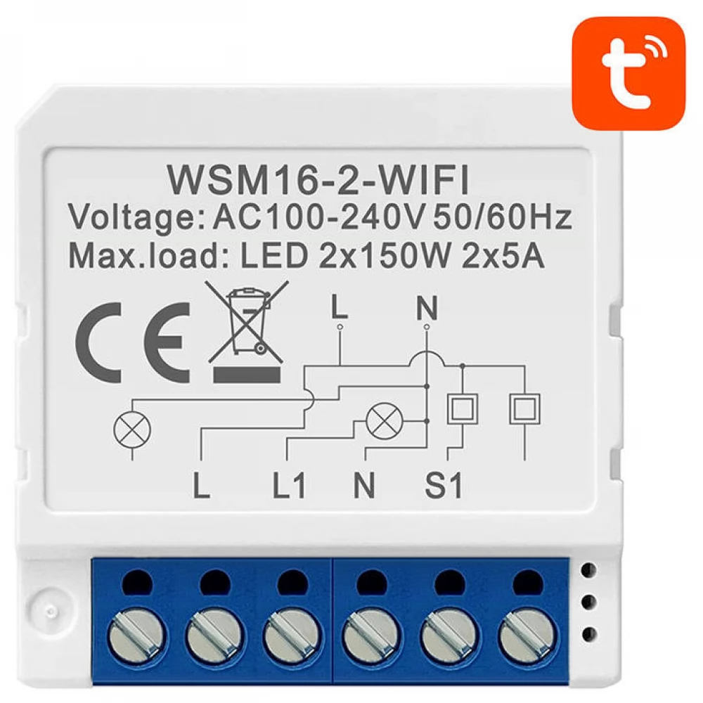 Avatto WSM16-W2 Intelligens kapcsoló modul 2 csatornás fehér