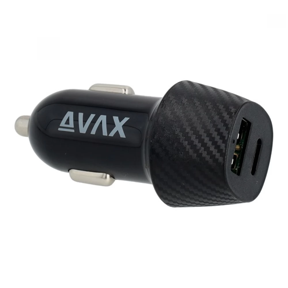 AVAX CC302B CARLY 20W Autós töltő USB A (QC)+Type C (PD) fekete