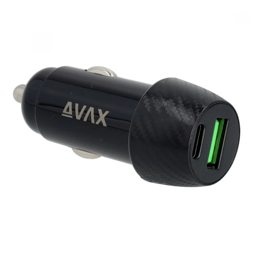 AVAX CC303B CARLY 38W Autós töltő USB A (QC)+Type C (PD) fekete