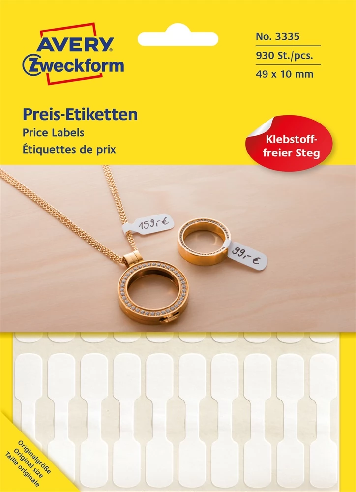 AVERY 3335 kézzel írható árazó címke 49x10mm 930 db