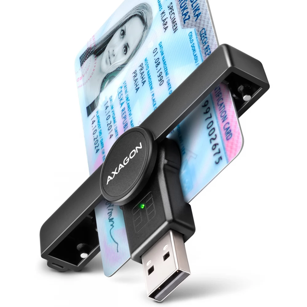 AXAGON CRE-SMPA PocketReader USB-A Smart Card Reader Black