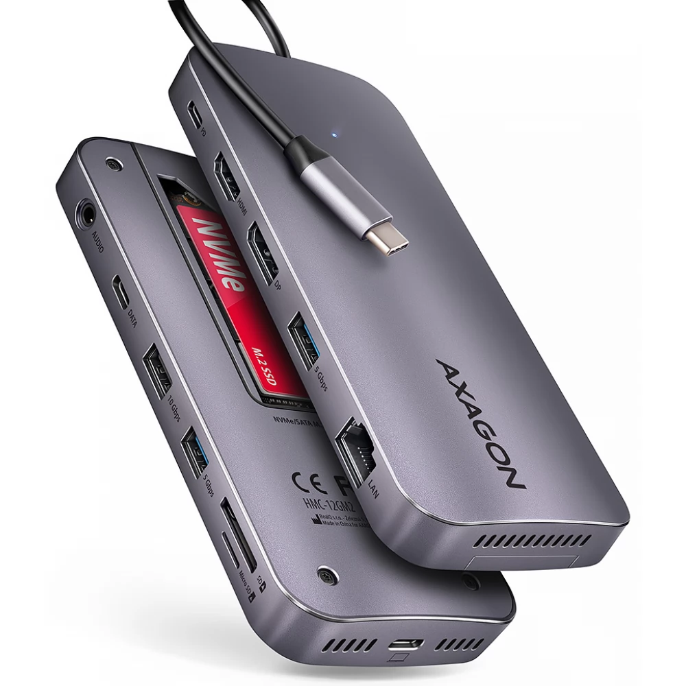 AXAGON HMC-12GM2 USB-C 10Gbps GEN2COMBO 12in1 hub