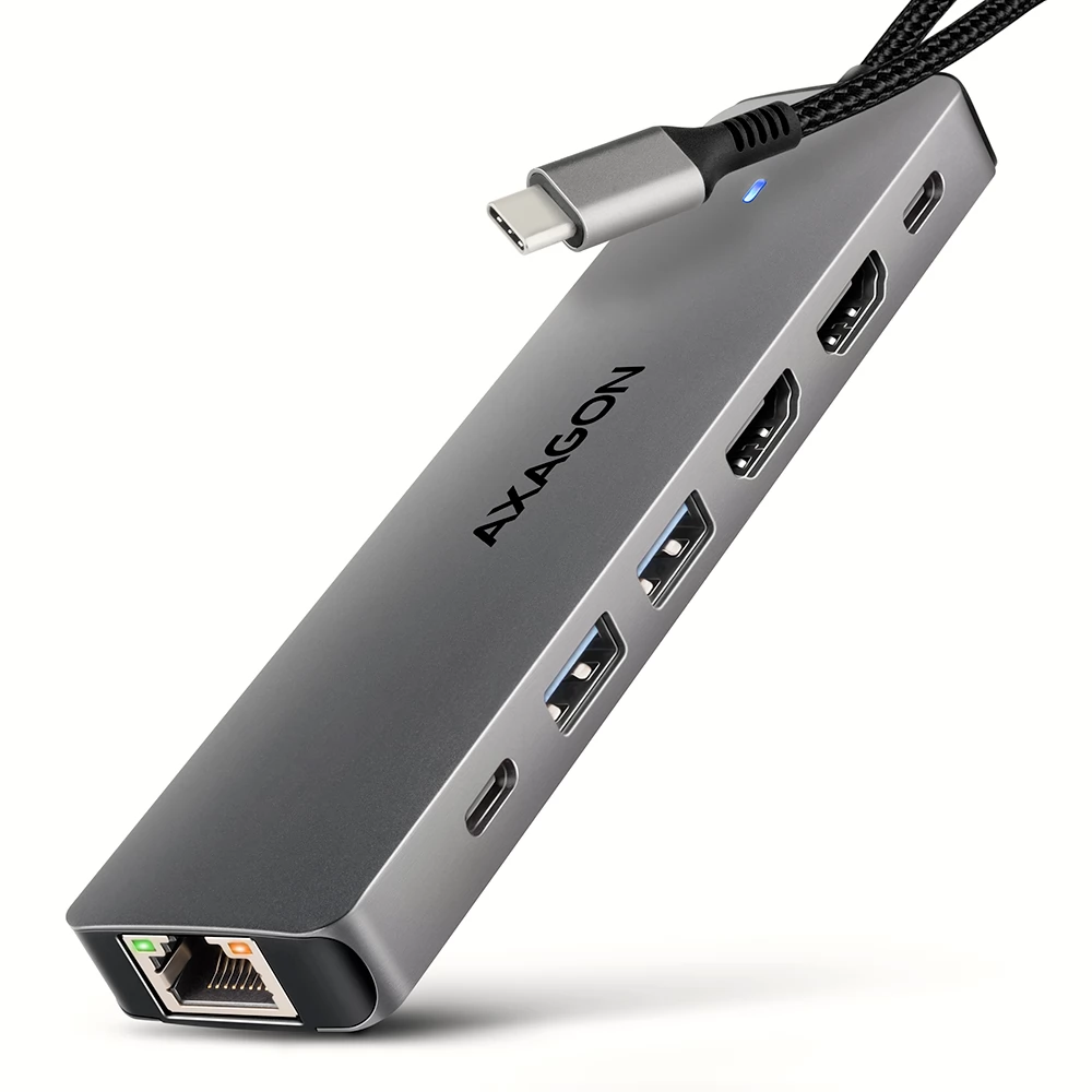 AXAGON HMC-7HX2 USB-C 5Gbps DUAL 4K DISPLAY 7in1 hub