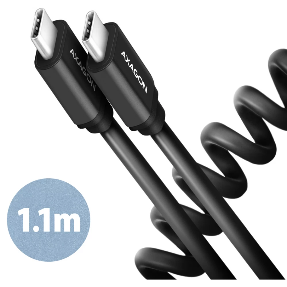 AXAGON USB 2.0 Type C Összekötő Fekete 1.1m BUCM-CM20TB