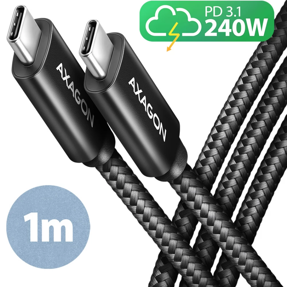 AXAGON USB 2.0 Type C Összekötő Fekete 1m BUCM2-CM10AB