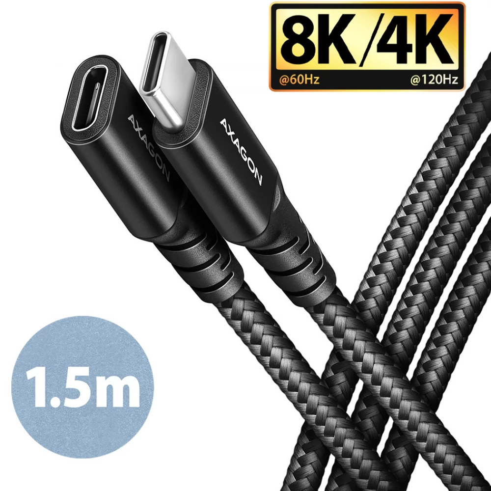 AXAGON USB 3.2 Type C Hosszabbító Fekete 1.5m BUCM32-CF15AB