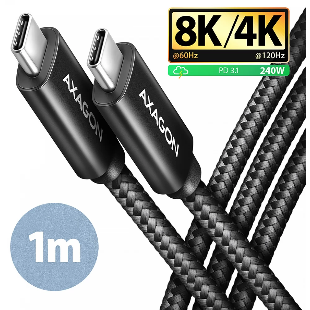 AXAGON USB 4.0 Type C Összekötő Fekete 1m BUCM4X-CM10AB