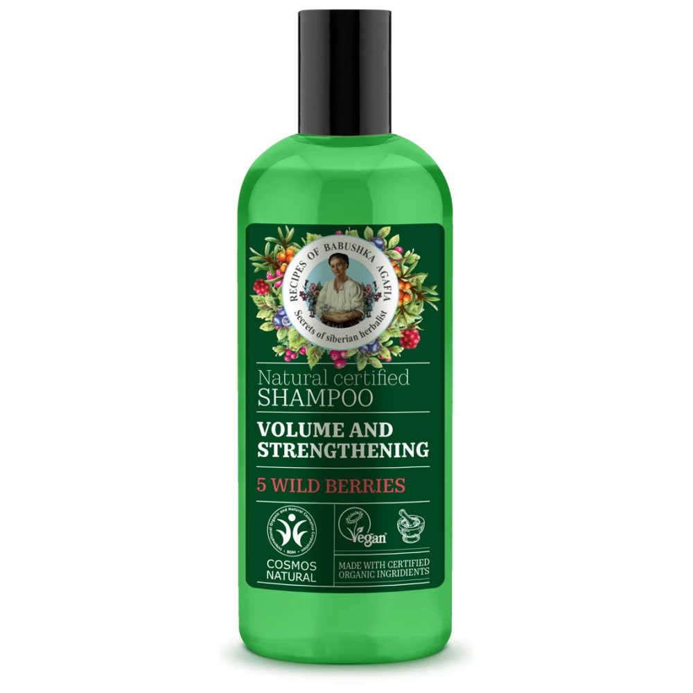 Babushka Agafia bio erősítő és volumennövelő sampon 5 féle vadon termő bogyóval 260 ml