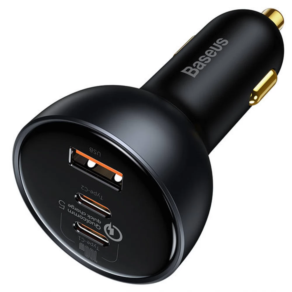 BASEUS Autós töltő 1xUSB 1xUSB-C 160W szürke