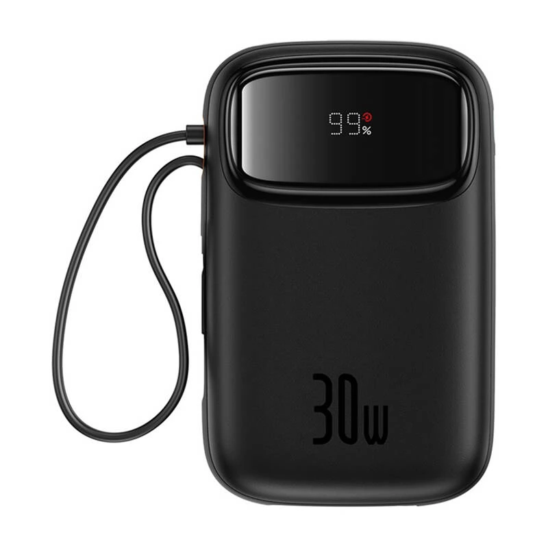 BASEUS Qpow 2 Power Bank 10000mAh 30W fix 2xUSB-C kábel fekete