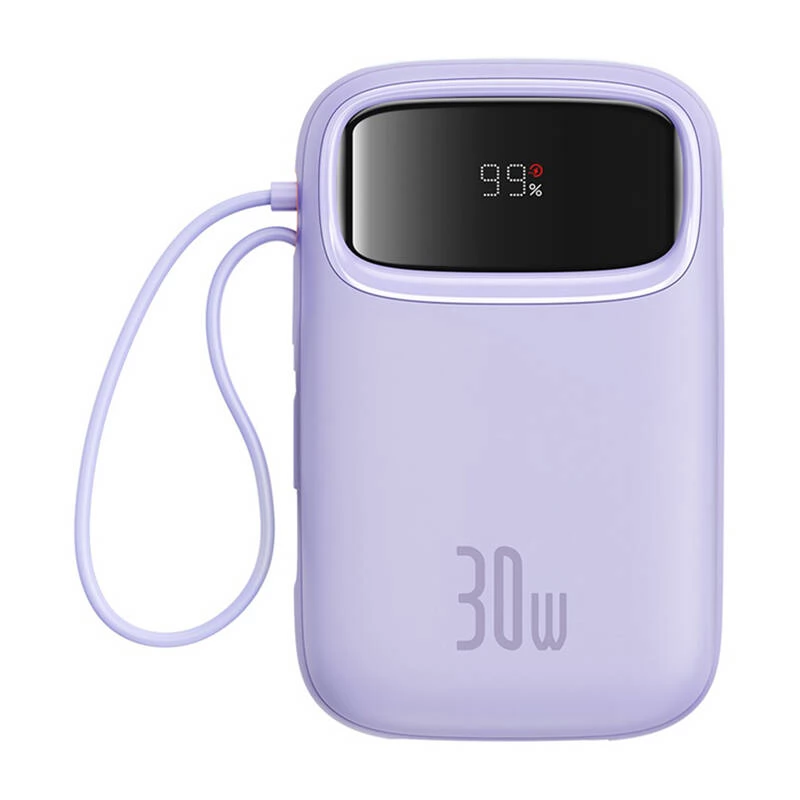 BASEUS Qpow 2 Power Bank 10000mAh 30W fix 2xUSB-C kábel lila