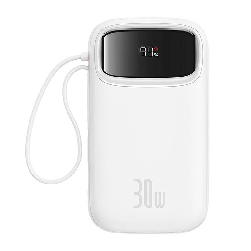 BASEUS Qpow 2 Power Bank 20000mAh 30W fix 2xUSB-C kábel fehér
