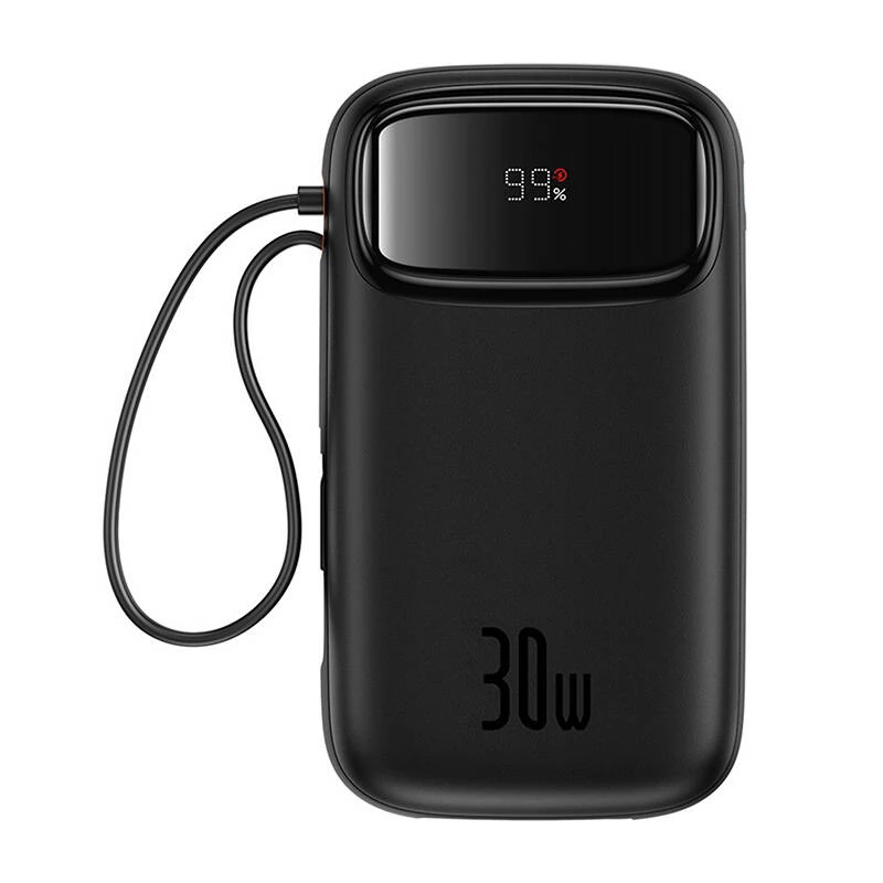 BASEUS Qpow 2 Power Bank 20000mAh 30W fix 2xUSB-C kábel fekete