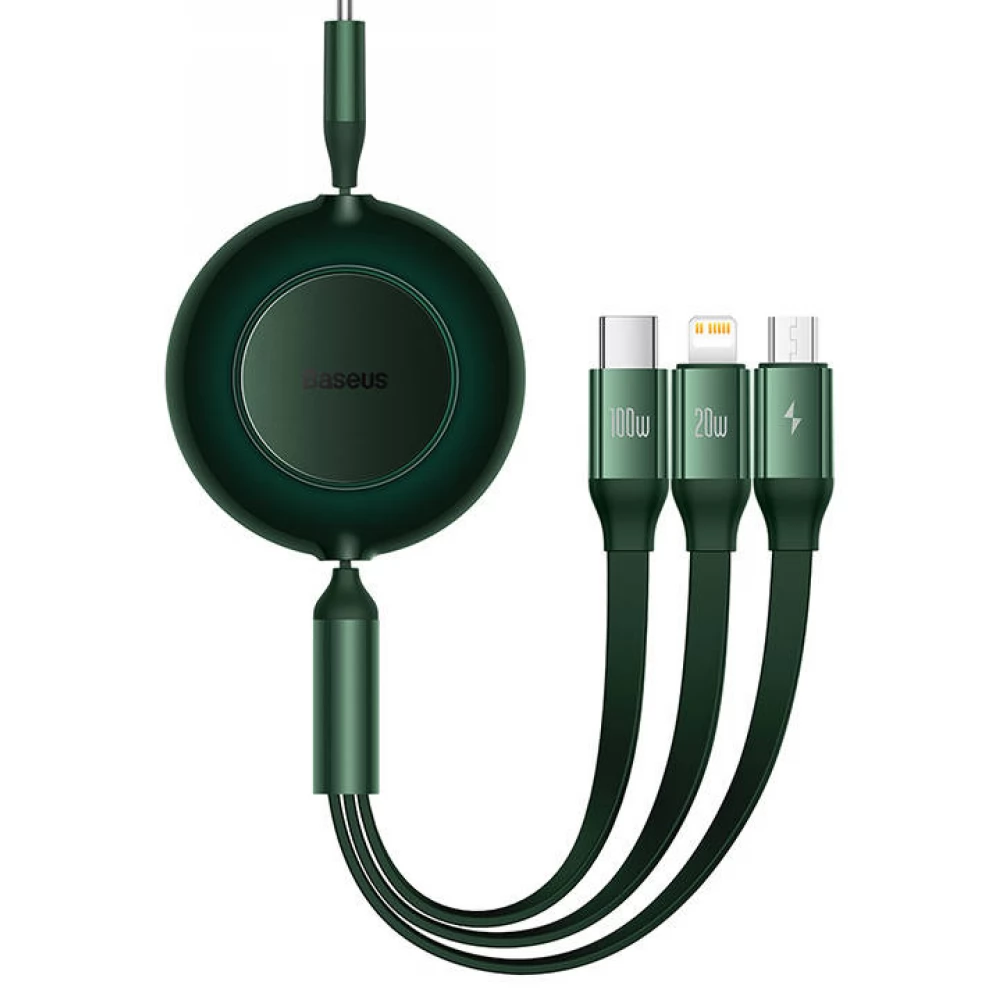 BASEUS USB 2.0 Type C Lightning + Micro USB + USB Type C Átalakító Zöld 1.1m CAMJ010206