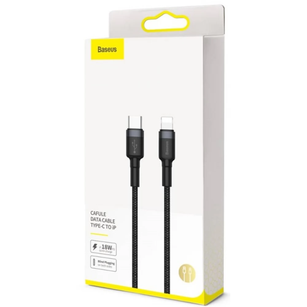 BASEUS USB 2.0 Type C Lightning Töltő/adatkábel Fekete 1m CATLKLF-G1