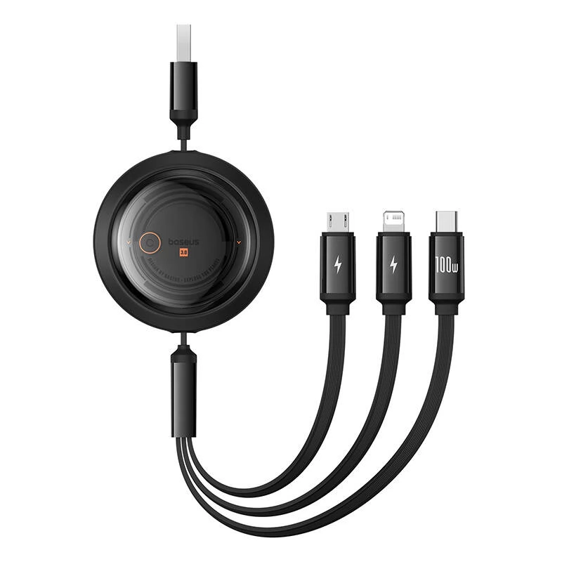BASEUS USB Lightning + Micro USB + USB Type C Átalakító Fekete 1.1m P10368700111-03