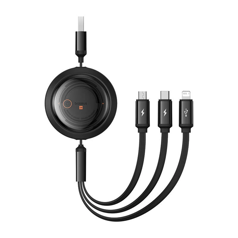BASEUS USB Lightning + Micro USB + USB Type C Átalakító Fekete 1.1m P10368700111-02
