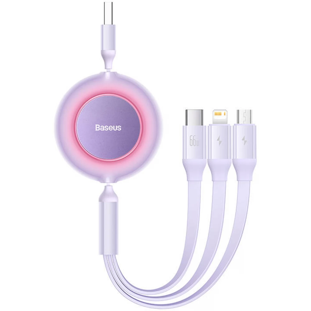 BASEUS USB Lightning + Micro USB + USB Type C Átalakító Lila 1.1m CAMJ010105