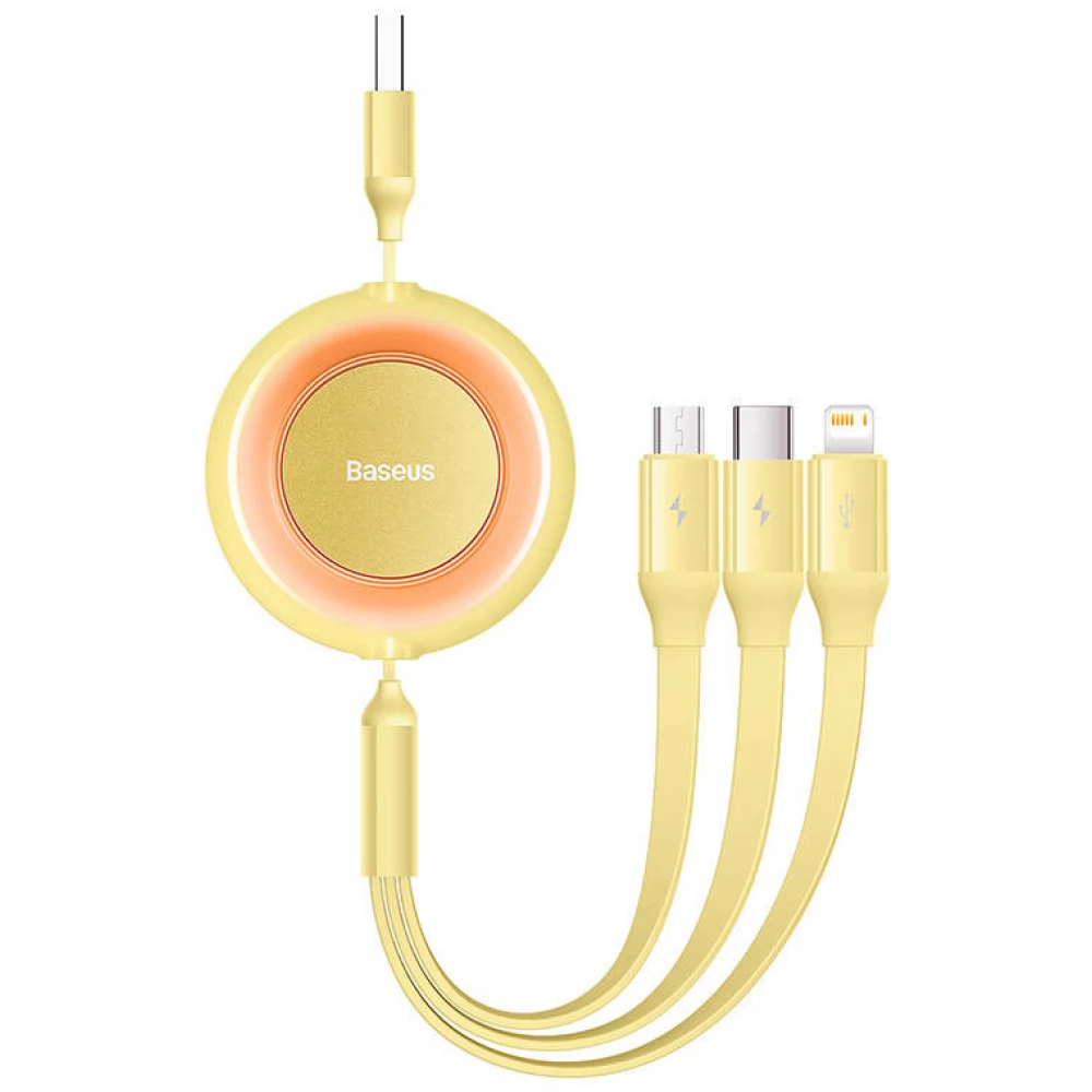 BASEUS USB Lightning + Micro USB + USB Type C Átalakító Sárga 1.1m CAMJ010011
