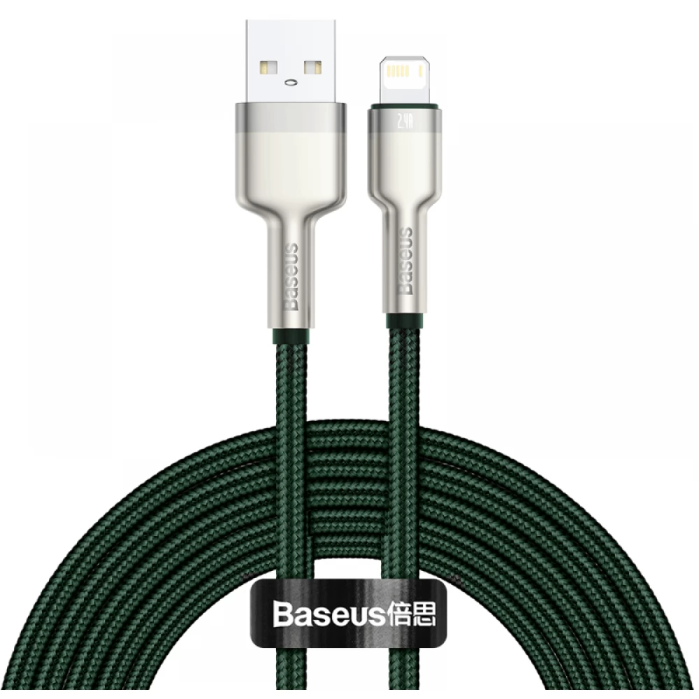 BASEUS USB Lightning Töltő/adat Zöld 2m CALJK-B06