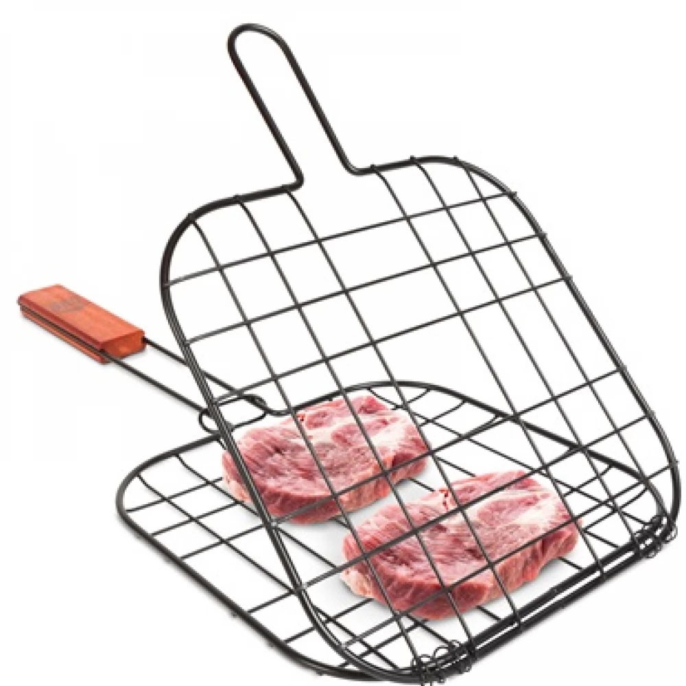 BBQ Grill hússütő rács 490 x 210 x 10 mm acél / fa