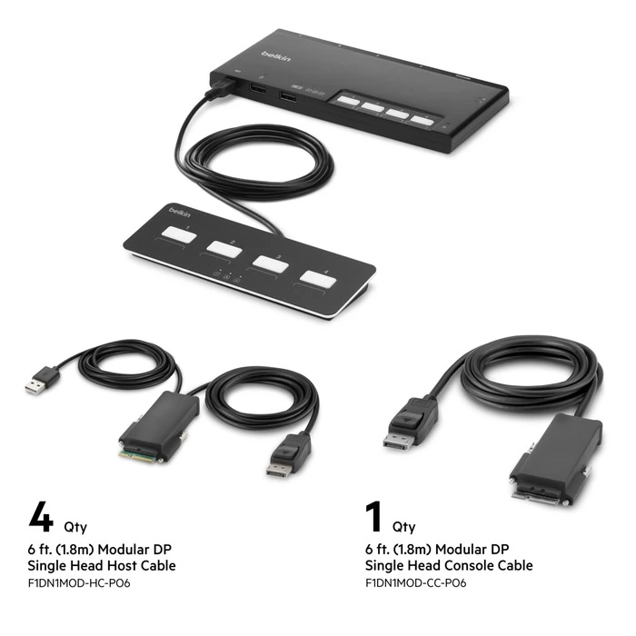 BELKIN F1DN104MOD-PP-4 4-Port Single Head DP Modular Secure KVM Switch