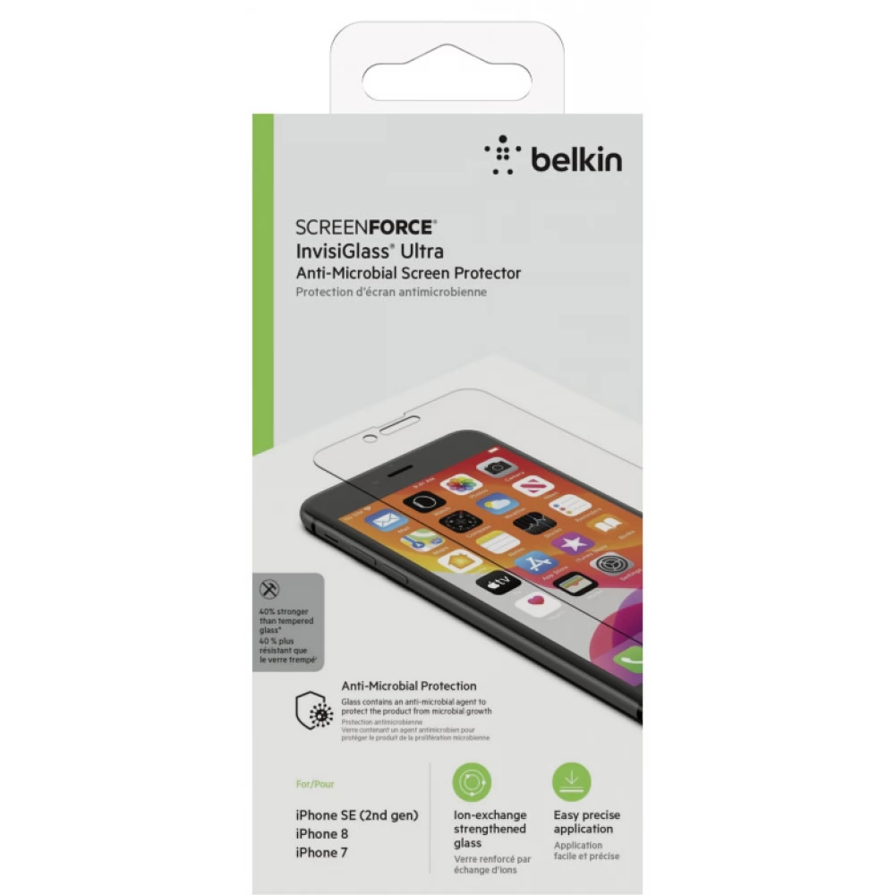 BELKIN ScreenForce InvisiGlass Ultra Screen Protector Antimicrobal for iPhone 8/7/6/6s