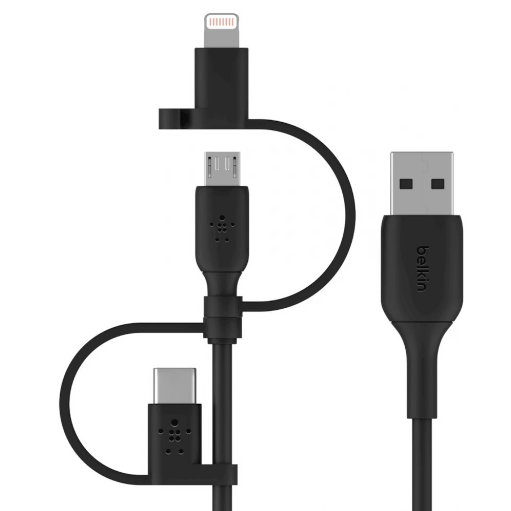 BELKIN USB Lightning + Micro USB + USB Type C Átalakító Fekete 1m CAC001BT1MBK