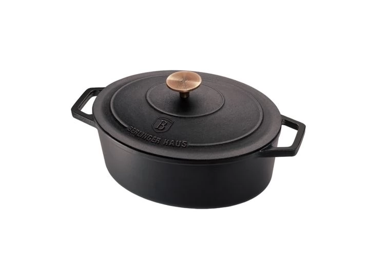 BERLINGER HAUS BH/6494 Ovális öntöttvas pecsenyesütő 30cm Fekete