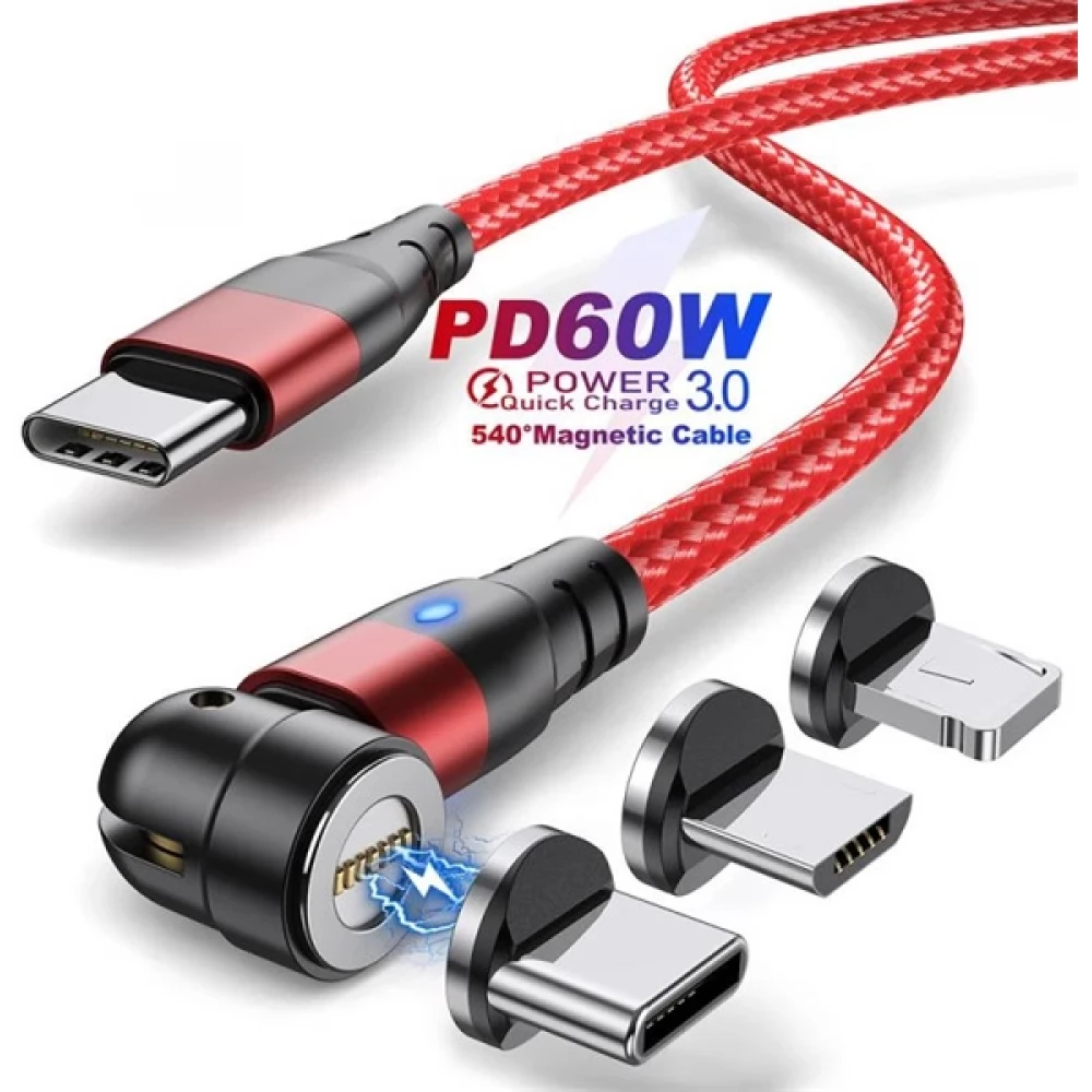 BH USB 2.0 Type C Lightning + Micro USB + USB Type C Átalakító Piros 1m BH1412