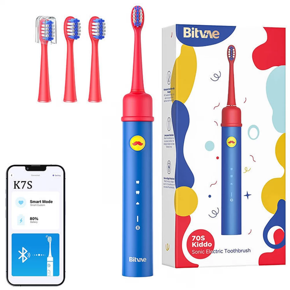 BITVAE K7S Elektromos gyermek fogkefe készlet kék