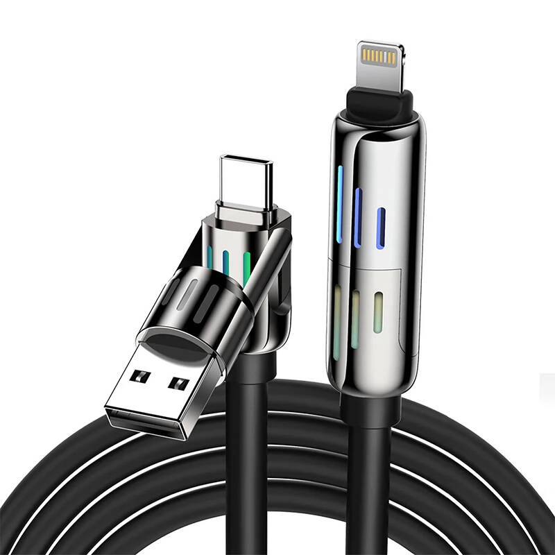 BLITZWOLF USB 2.0 + USB 2.0 Type C Lightning + Micro USB + USB Type C Átalakító Fekete 1.2m 5906168439254