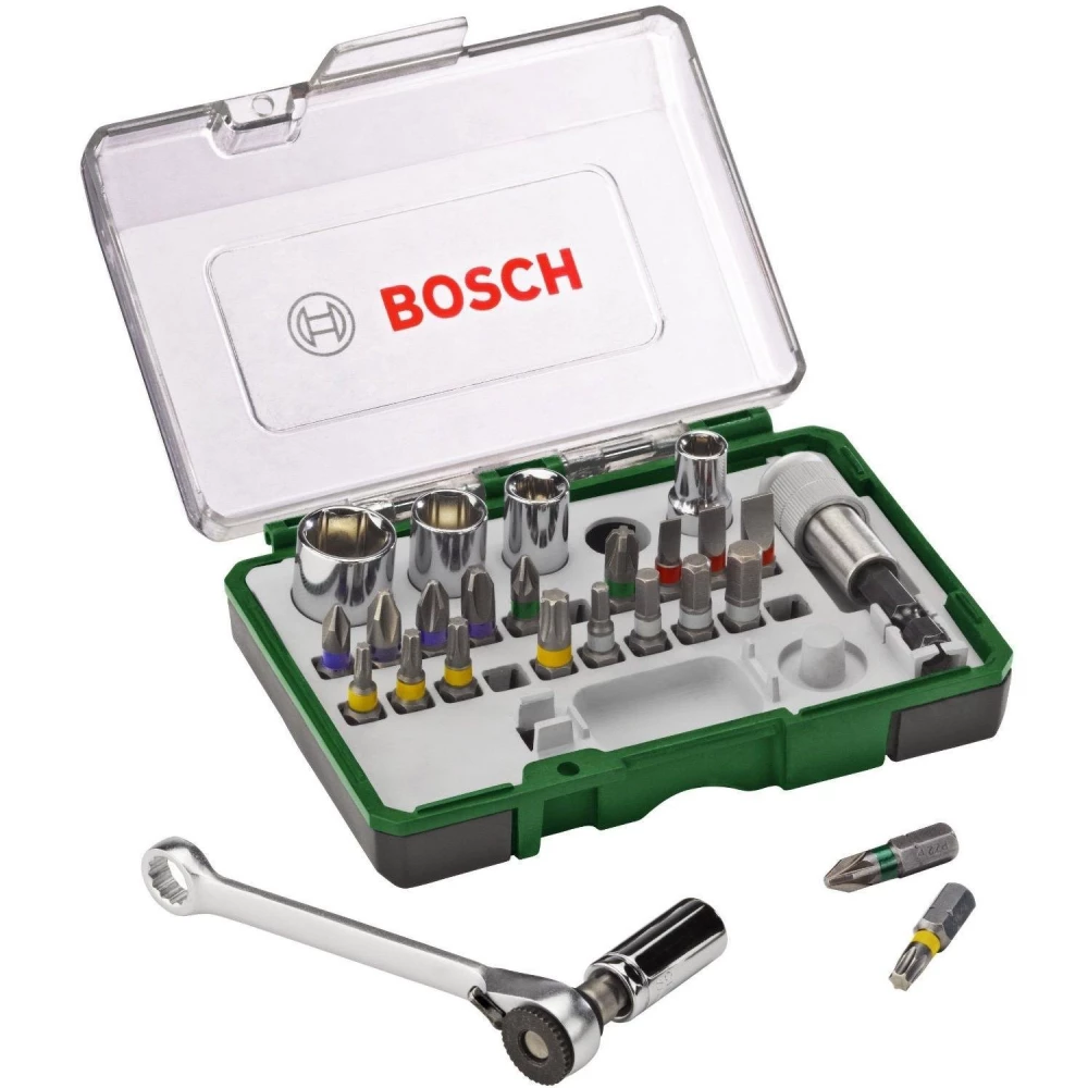 BOSCH 27 részes csavarozó bit és racsni készlet
