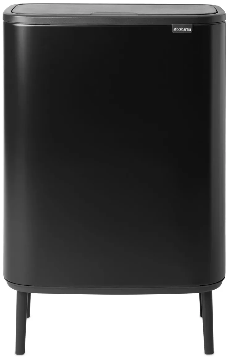 BRABANTIA Bo Touch Bin Hi hulladékgyűjtő Soft-Close fedéllel magasított lábakon álló műanyag tartály XXL 60L - M méret acél matt fekete - 130229