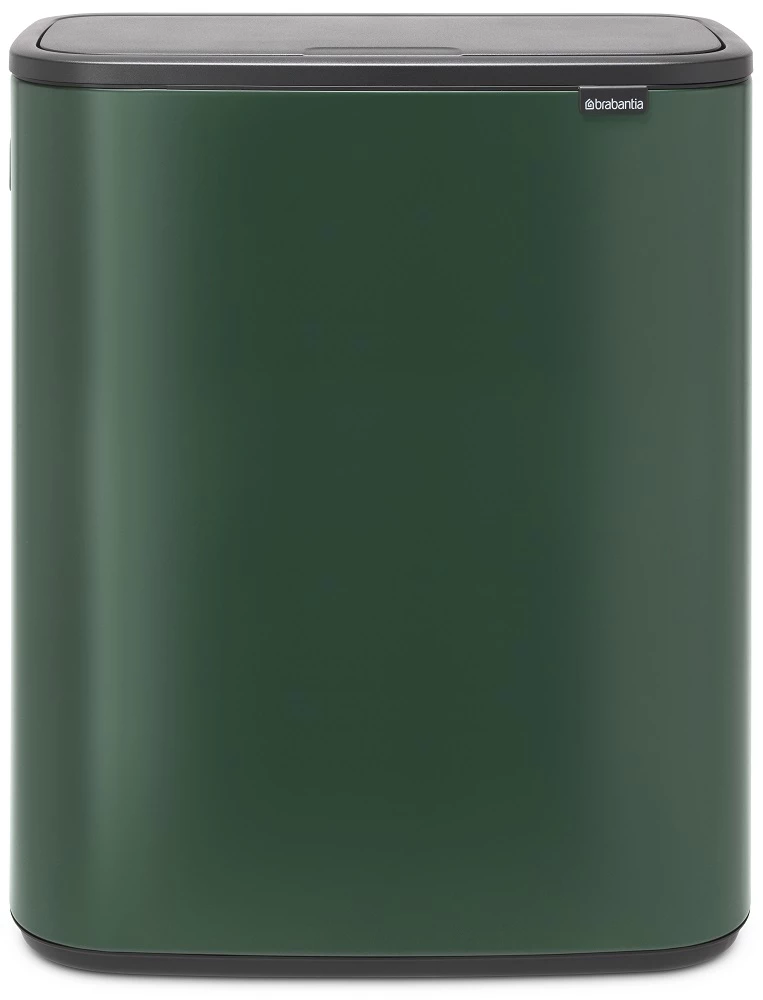 BRABANTIA Bo Touch Bin nyomófedeles hulladékgyűjtő XXL padlón álló műanyag tartály 2x30L - O méret acél fenyőzöld - 304224