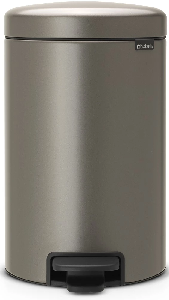 BRABANTIA NewIcon pedálos hulladékgyűjtő szagmentesen záródó Soft-Close fedél műanyag tartály 12L - X méret acél platinaszürke - 113628