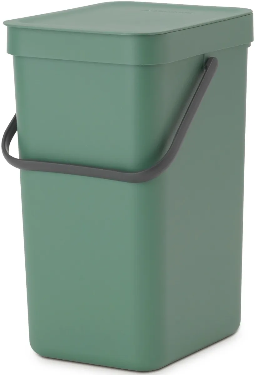 BRABANTIA Sort & Go konyhai szemetes felnyitható fedéllel fogantyúval szelektív és komposzt gyűjtéséhez 12L - C méret platina zöld - 129803