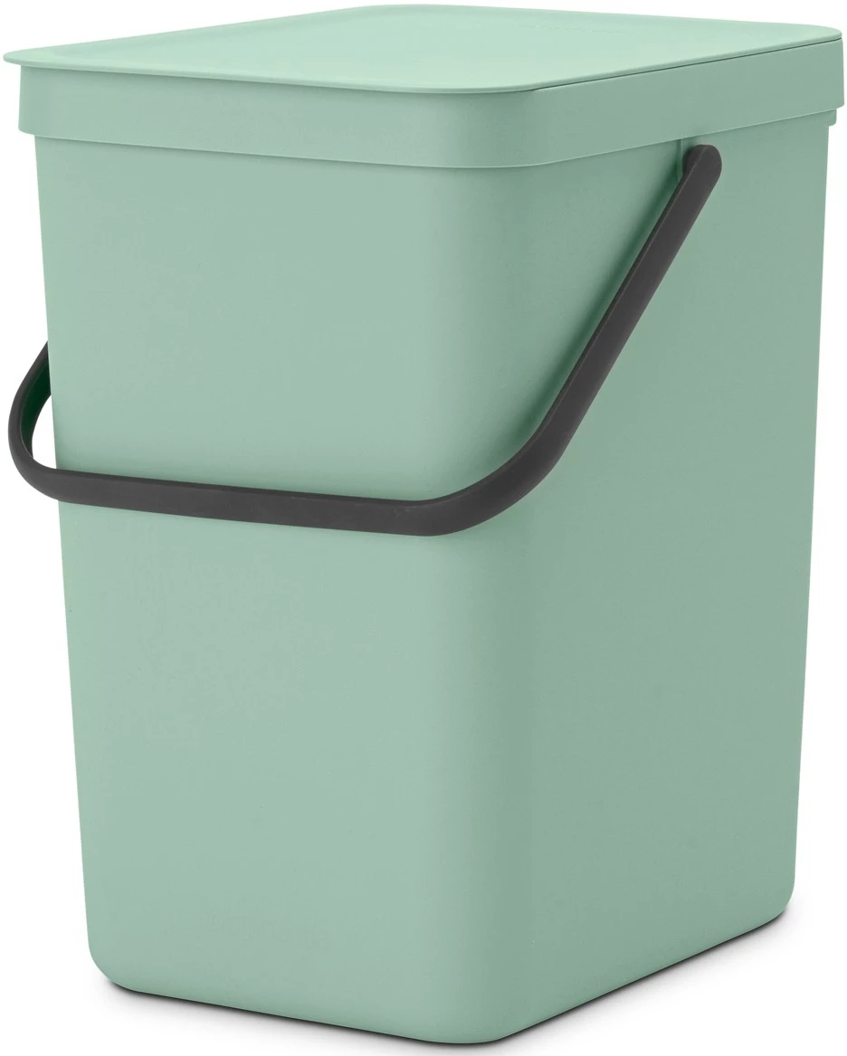 BRABANTIA Sort & Go konyhai szemetes felnyitható fedéllel fogantyúval szelektív és komposzt gyűjtéséhez 25L - J méret jáde zöld - 212765