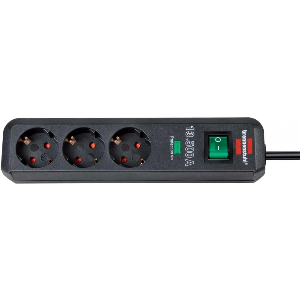 BRENNENSTUHL Eco-Line 13.500A extension socket with surge protection 3-way anthracite 1.5m H05VV-F 3G1.5 Blister