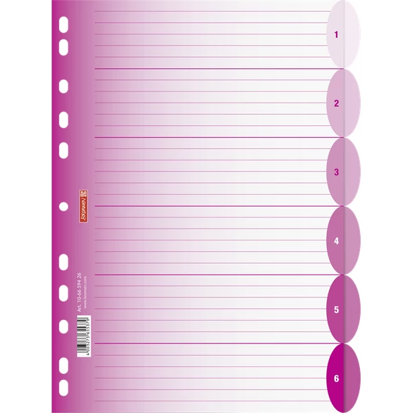 BRUNNEN Regiszter műanyag A4 6 részes pink