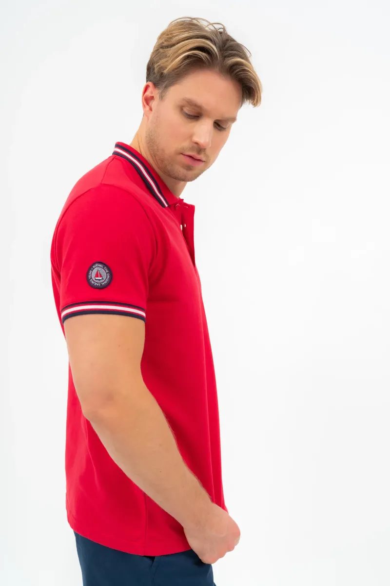 BUDMIL Modern fit galléros póló Férfi L piros 20730264-002251-0499
