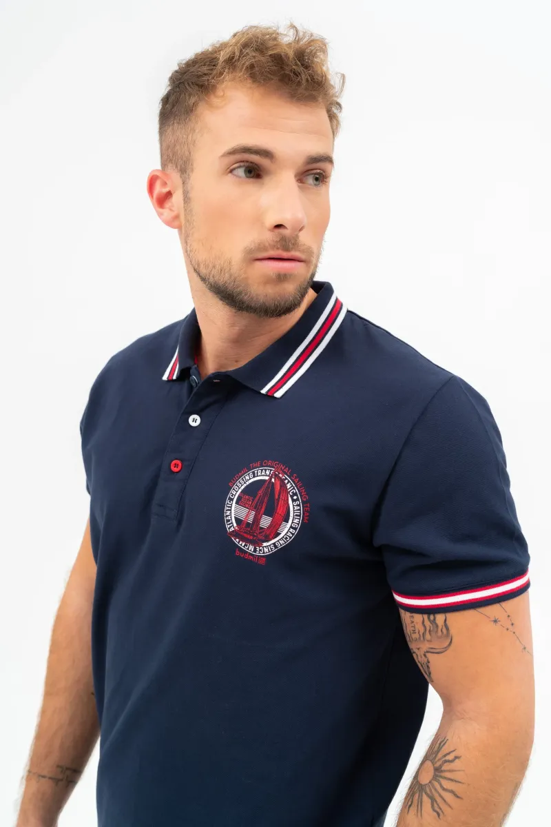 BUDMIL Modern fit galléros póló Férfi XXL s.kék 20730264-004251-0699